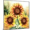 Sunflower Trio-Nicole DeCamp-Mounted Art Print