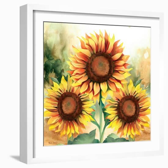 Sunflower Trio-Nicole DeCamp-Framed Premium Giclee Print