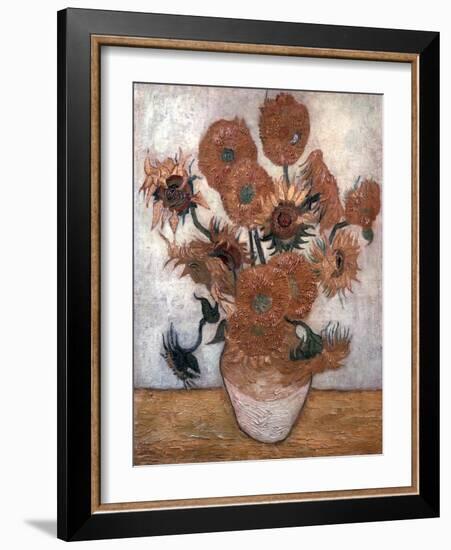 'Sunflowers', 1889.  Artist: Vincent van Gogh-Vincent van Gogh-Framed Giclee Print