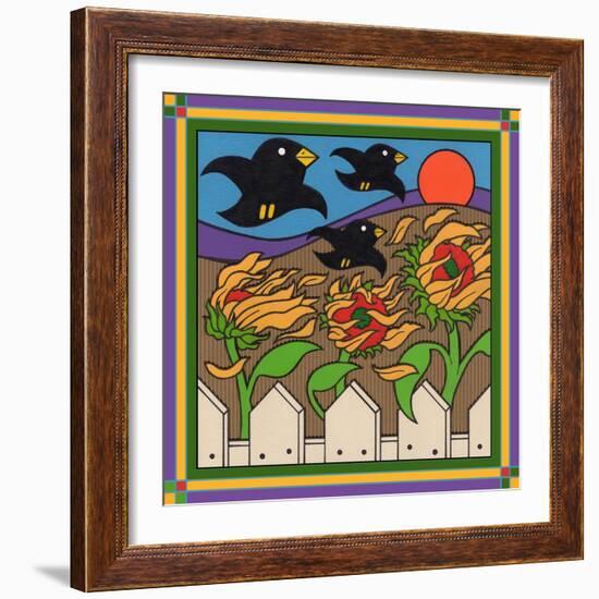 Sunflowers 3 with Kernel and Friends-Denny Driver-Framed Giclee Print