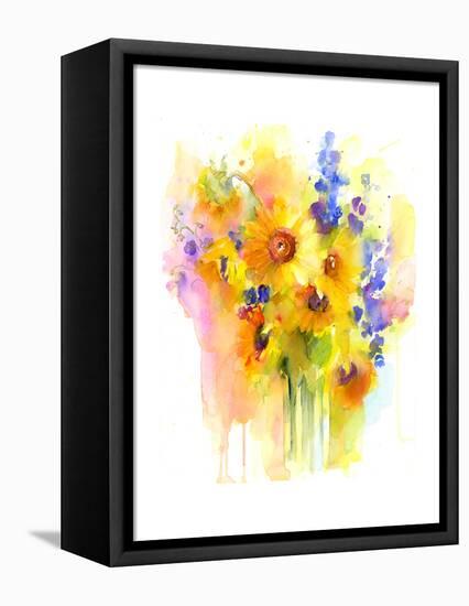 Sunflowers and Delphinium, 2016-John Keeling-Framed Premier Image Canvas