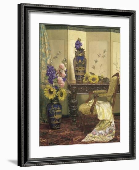 Sunflowers and Hollyhocks-Kate Hayllar-Framed Premium Giclee Print