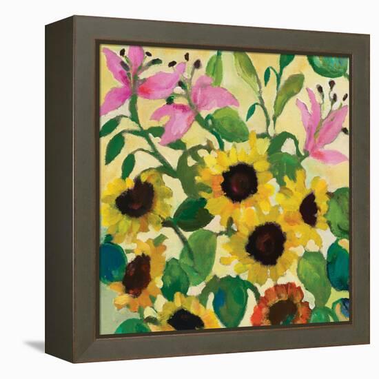Sunflowers and Pink Lilies-Kim Parker-Framed Premier Image Canvas