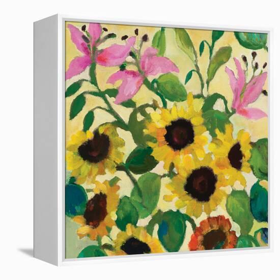 Sunflowers and Pink Lilies-Kim Parker-Framed Premier Image Canvas