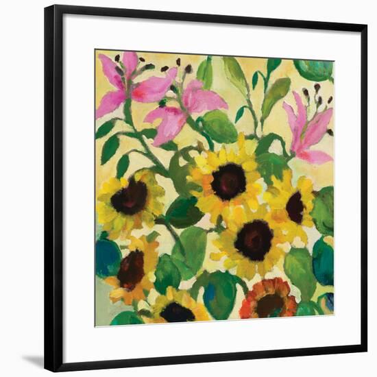 Sunflowers and Pink Lilies-Kim Parker-Framed Giclee Print