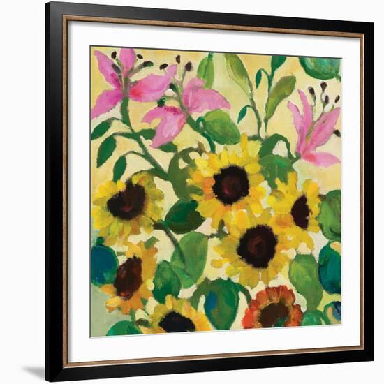 Sunflowers and Pink Lilies-Kim Parker-Framed Giclee Print