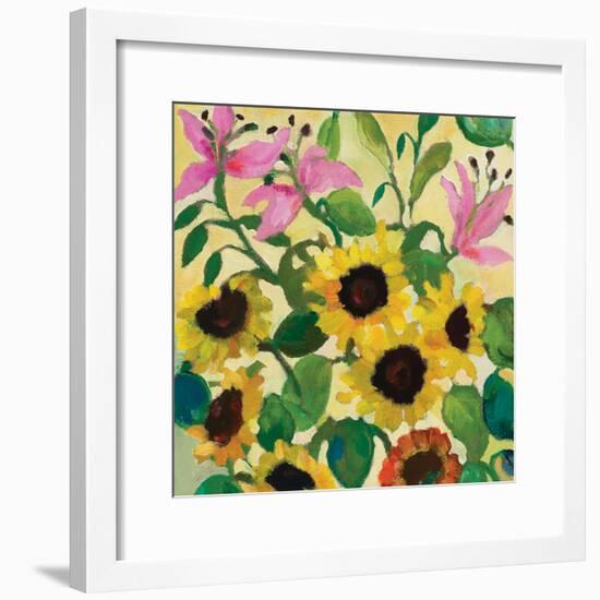 Sunflowers and Pink Lilies-Kim Parker-Framed Giclee Print