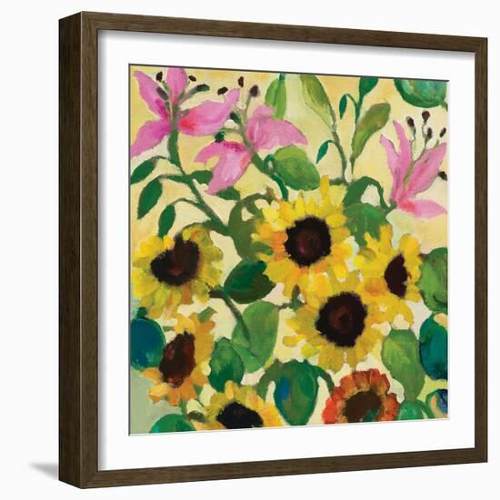 Sunflowers and Pink Lilies-Kim Parker-Framed Giclee Print