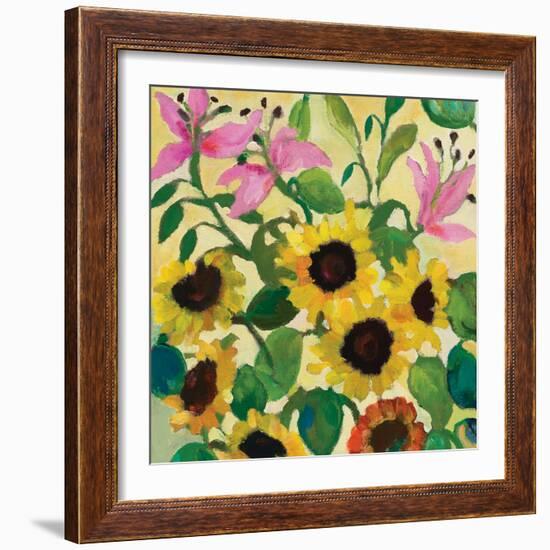 Sunflowers and Pink Lilies-Kim Parker-Framed Giclee Print