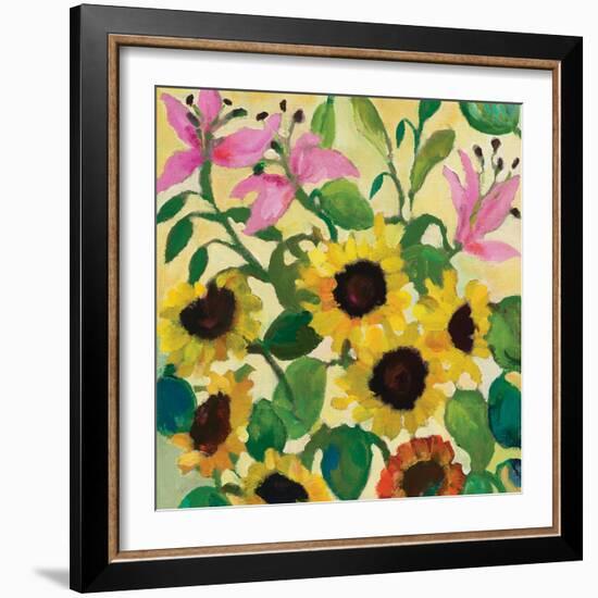 Sunflowers and Pink Lilies-Kim Parker-Framed Giclee Print