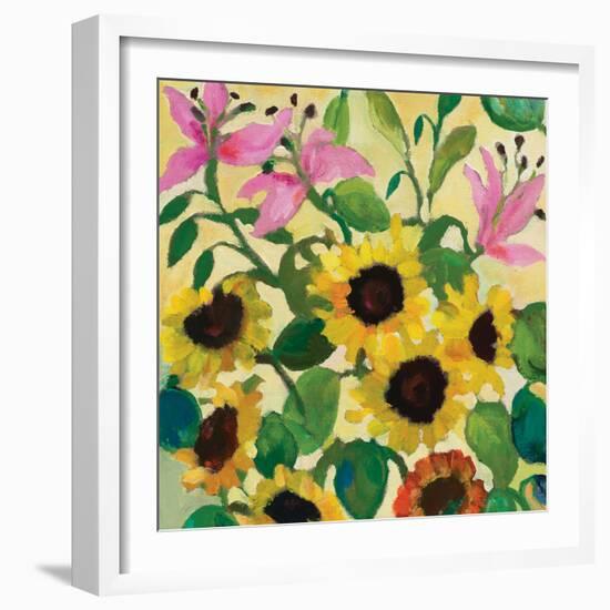 Sunflowers and Pink Lilies-Kim Parker-Framed Giclee Print