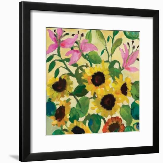 Sunflowers and Pink Lilies-Kim Parker-Framed Giclee Print