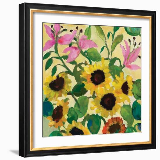 Sunflowers and Pink Lilies-Kim Parker-Framed Giclee Print