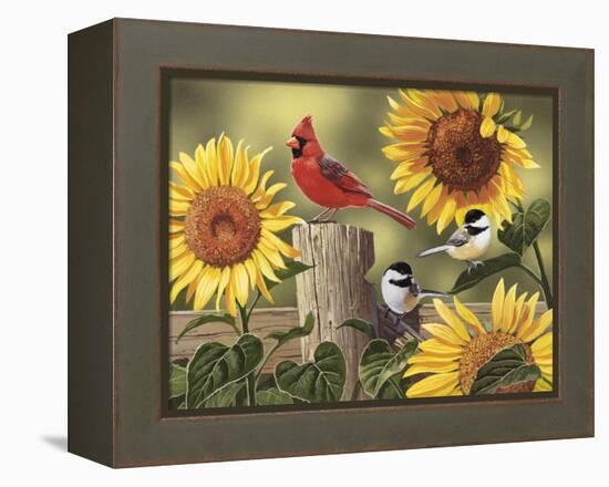 Sunflowers and Songbirds-William Vanderdasson-Framed Premier Image Canvas