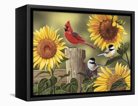 Sunflowers and Songbirds-William Vanderdasson-Framed Premier Image Canvas