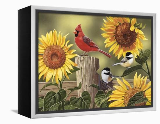 Sunflowers and Songbirds-William Vanderdasson-Framed Premier Image Canvas