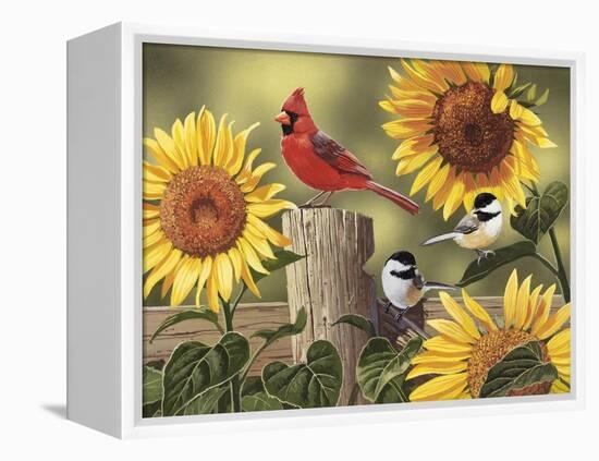 Sunflowers and Songbirds-William Vanderdasson-Framed Premier Image Canvas