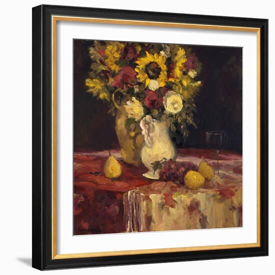 Sunflowers and Wine-Allayn Stevens-Framed Art Print