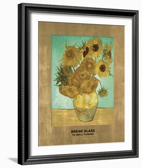 Sunflowers - Break Glass (after Vincent Van Gogh)-Eccentric Accents-Framed Giclee Print