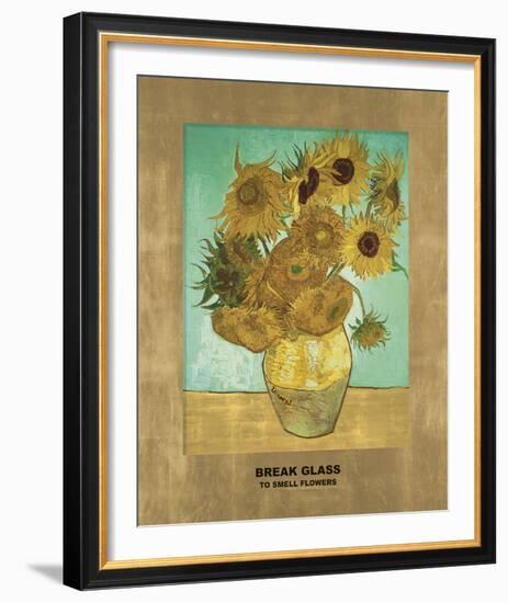 Sunflowers - Break Glass (after Vincent Van Gogh)-Eccentric Accents-Framed Giclee Print