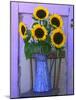 Sunflowers Displayed in Enamelware Pitcher, Willamette Valley, Oregon, USA-Steve Terrill-Mounted Photographic Print