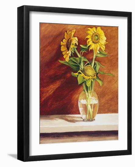 Sunflowers in a Glass Bowl-Helen J. Vaughn-Framed Giclee Print