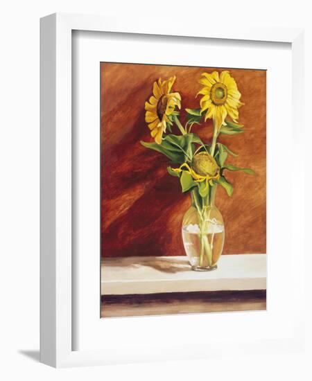 Sunflowers in a Glass Bowl-Helen J. Vaughn-Framed Giclee Print