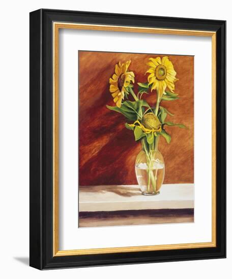 Sunflowers in a Glass Bowl-Helen J. Vaughn-Framed Giclee Print