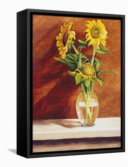 Sunflowers in a Glass Bowl-Helen J. Vaughn-Framed Premier Image Canvas