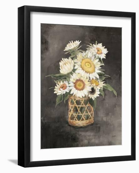 Sunflowers in Rattan Black Crop-Julia Purinton-Framed Art Print