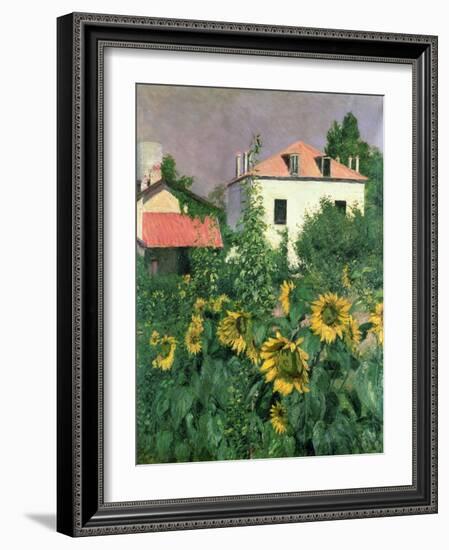 Sunflowers in the Garden at Petit Gennevilliers-Gustave Caillebotte-Framed Giclee Print