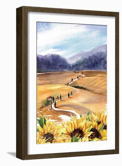 Sunflowers in Tuscany-Irina Trzaskos Studios-Framed Giclee Print