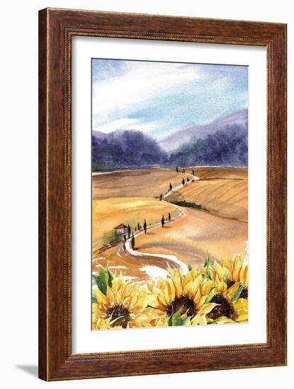 Sunflowers in Tuscany-Irina Trzaskos Studios-Framed Giclee Print