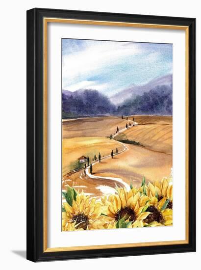 Sunflowers in Tuscany-Irina Trzaskos Studios-Framed Giclee Print