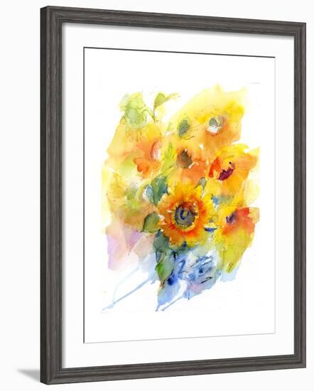 Sunflowers in Vase, 2016-John Keeling-Framed Giclee Print