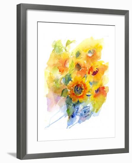 Sunflowers in Vase, 2016-John Keeling-Framed Giclee Print