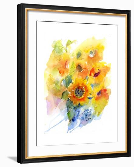 Sunflowers in Vase, 2016-John Keeling-Framed Giclee Print