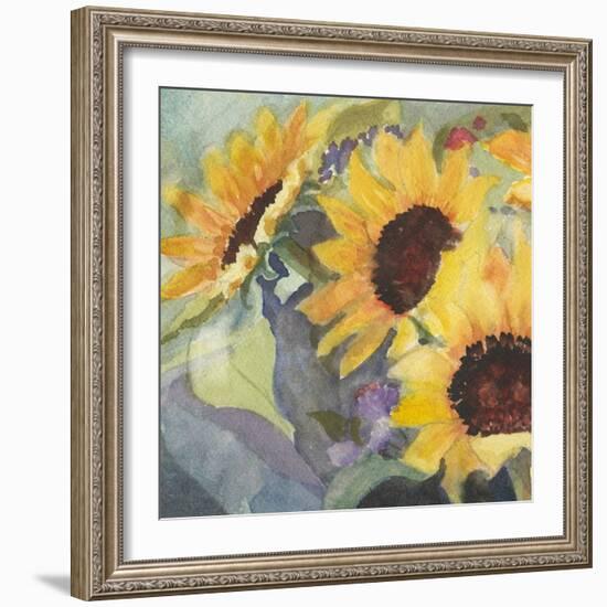 Sunflowers in Watercolor I-null-Framed Premium Giclee Print