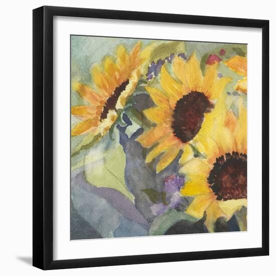 Sunflowers in Watercolor I-null-Framed Premium Giclee Print