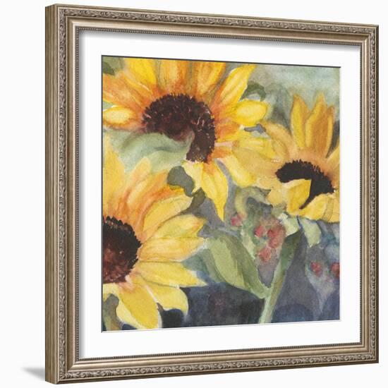 Sunflowers in Watercolor II-null-Framed Art Print