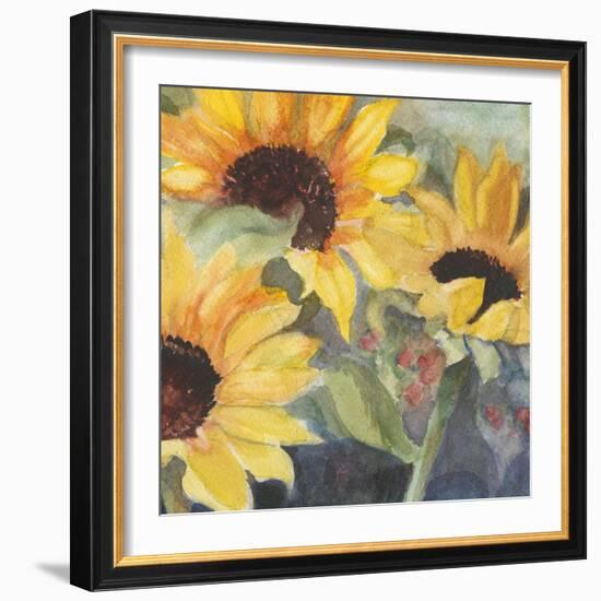 Sunflowers in Watercolor II-null-Framed Premium Giclee Print