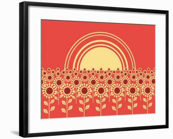 Sunflowers Landscape Background-GeraKTV-Framed Premium Giclee Print