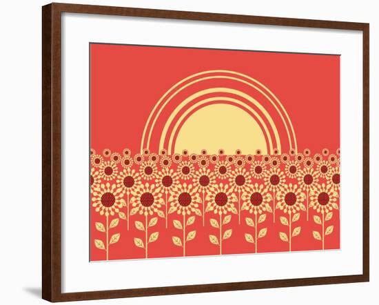 Sunflowers Landscape Background-GeraKTV-Framed Premium Giclee Print