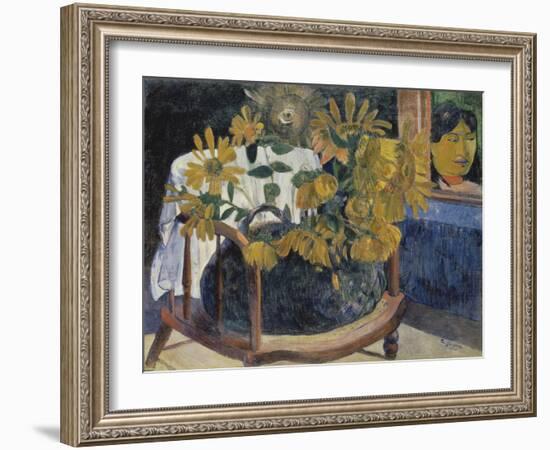 Sunflowers on a Armchair, 1901-Paul Gauguin-Framed Giclee Print