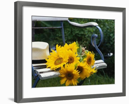 Sunflowers on a Garden Chair-Roland Krieg-Framed Photographic Print