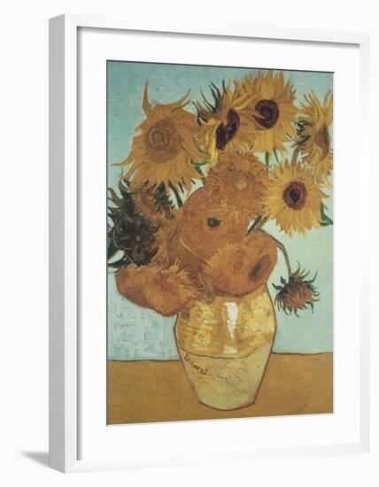 Sunflowers on Blue, 1888-Vincent van Gogh-Framed Art Print