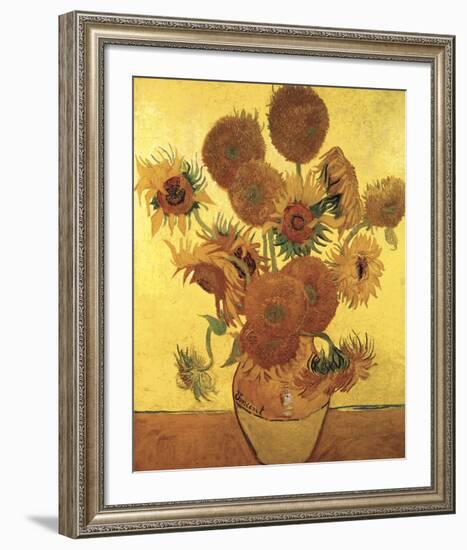 Sunflowers on Gold, 1888-Vincent van Gogh-Framed Art Print