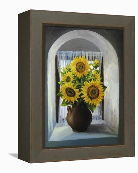 Sunflowers On The Window-kirilstanchev-Framed Stretched Canvas