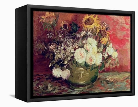 Sunflowers, Roses and Other Flowers in a Bowl, 1886-Vincent van Gogh-Framed Premier Image Canvas