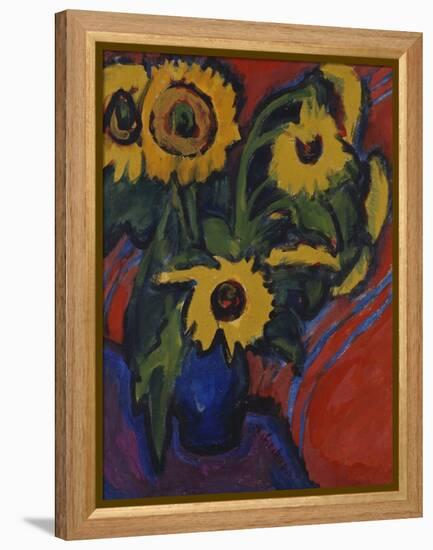 Sunflowers; Sonnenblumen-Ernst Ludwig Kirchner-Framed Premier Image Canvas